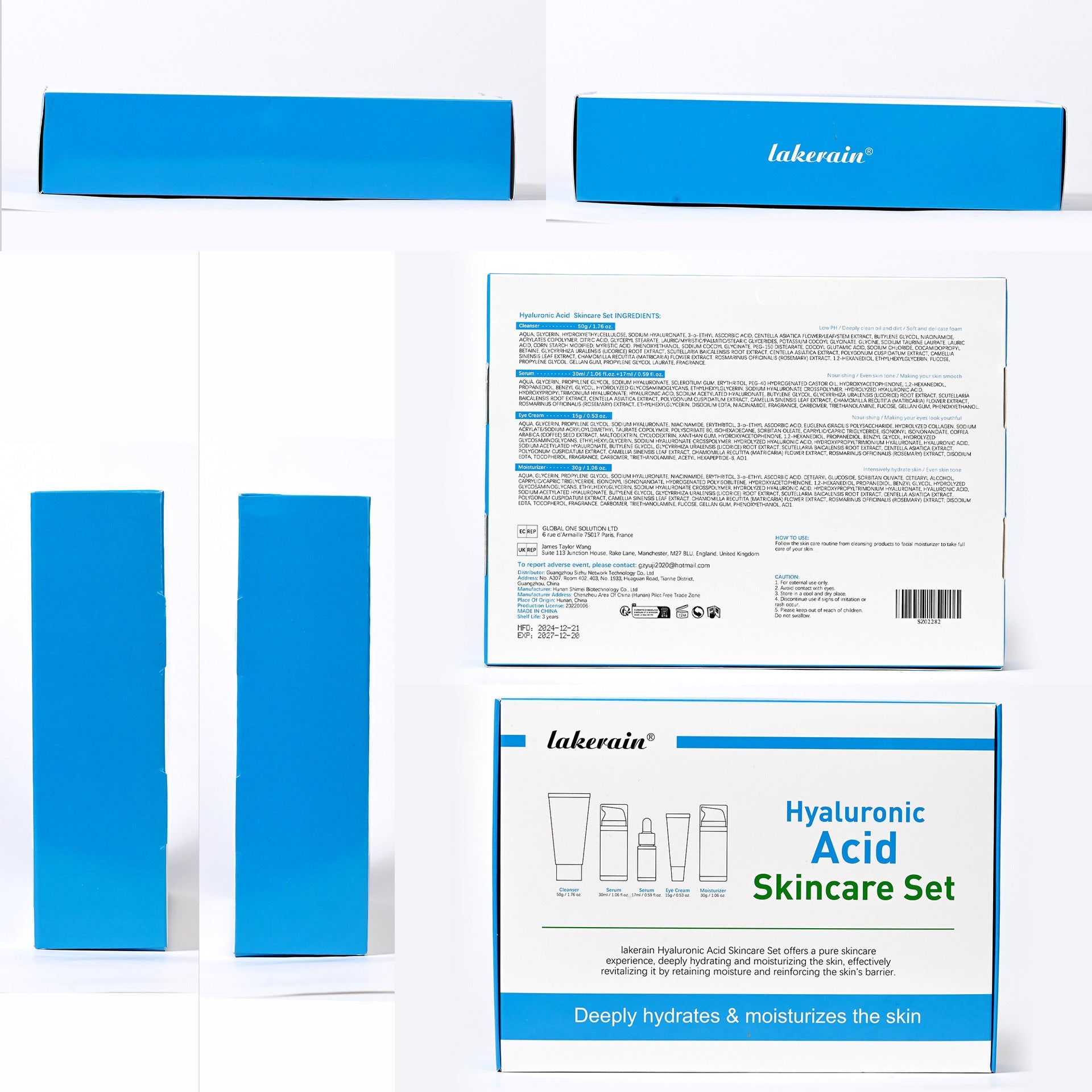 Hyaluronic Acid Skin Care Set Facial Dry Hydrating - Unica Beauty Essentials